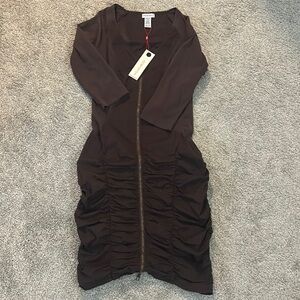 Wearables Chocolate Brown Zipper Dress